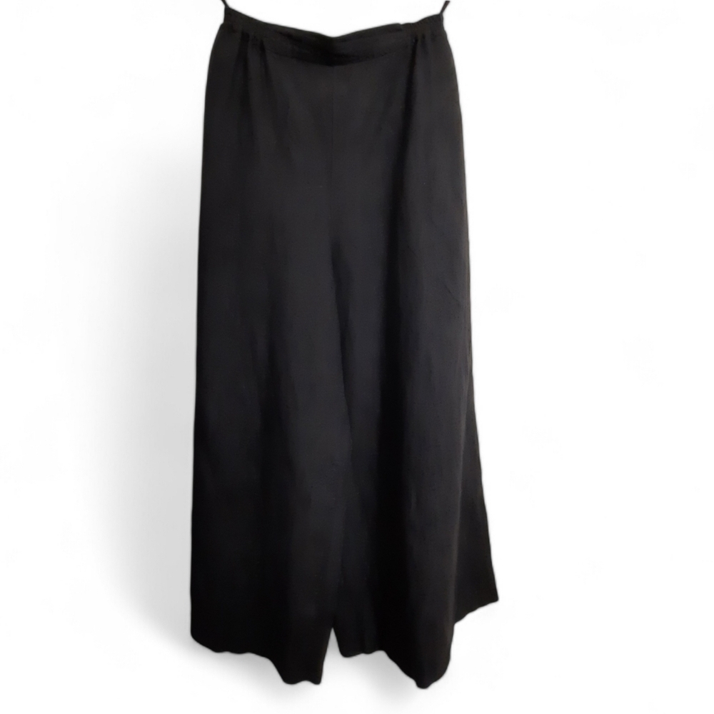 ESKANDAR Samurai Linen Ankle Pants Flat Front Wide Leg Flare Crop Pockets 1